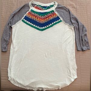 Free People Crochet Knit T-shirt